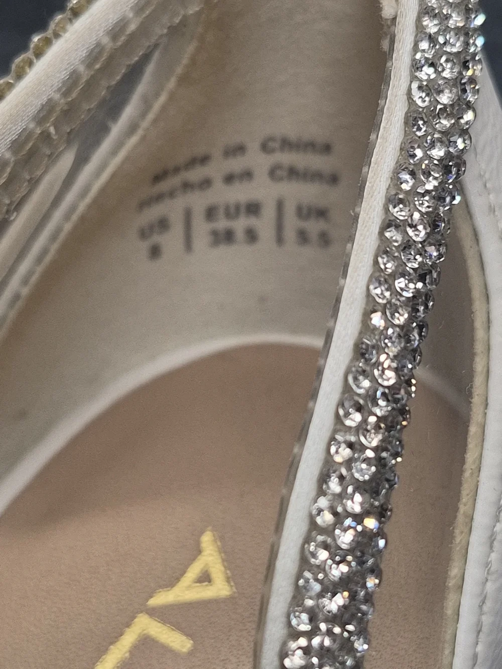 Aldo Fibeth Women's Heeled Pumps  White Pointed Shimmering Rhinestone  Size 8